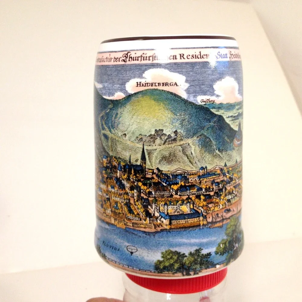 Vintage Reutter Porzellan Beer Stein Heidelberga Neccar fluvius Hassen W Germany